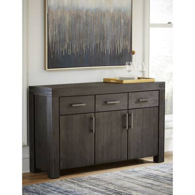 Meadow Solid Wood Three-Door Sideboard in Graphite - 37Hx63Wx17D