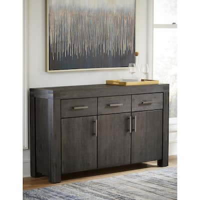Meadow Solid Wood Three-Door Sideboard in Graphite - 37Hx63Wx17D