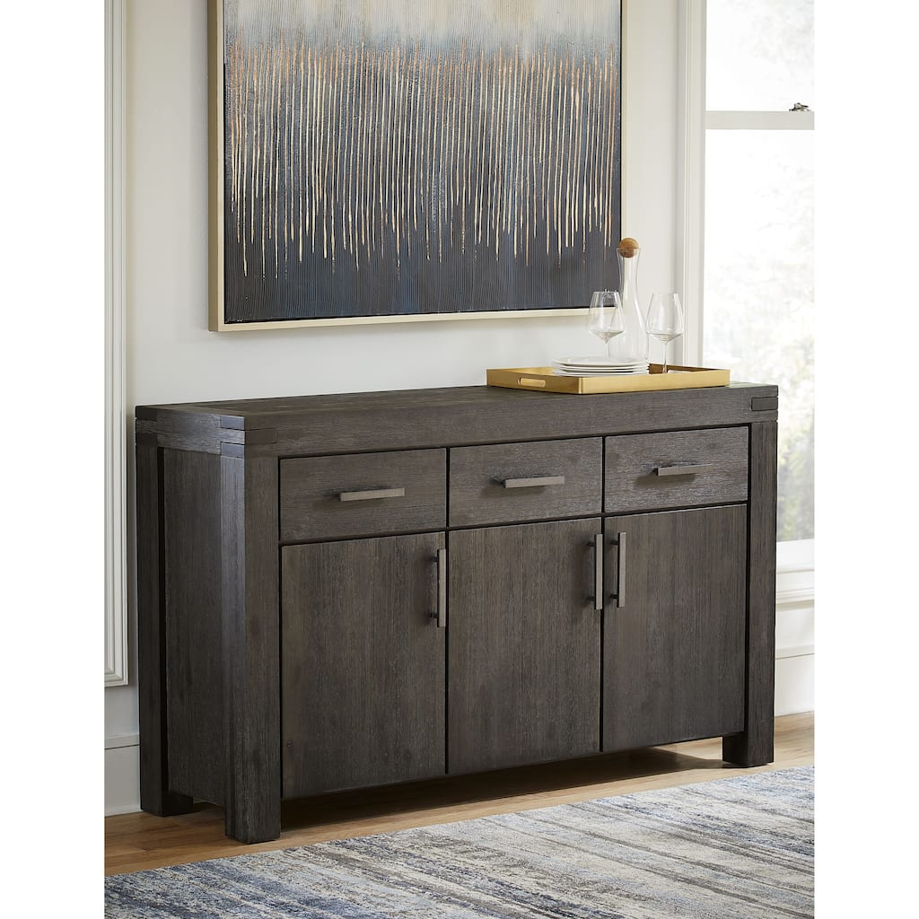 Meadow Solid Wood Three-Door Sideboard in Graphite - 37Hx63Wx17D