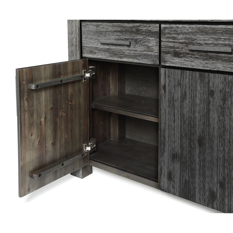 Meadow Solid Wood Three-Door Sideboard in Graphite - 37Hx63Wx17D