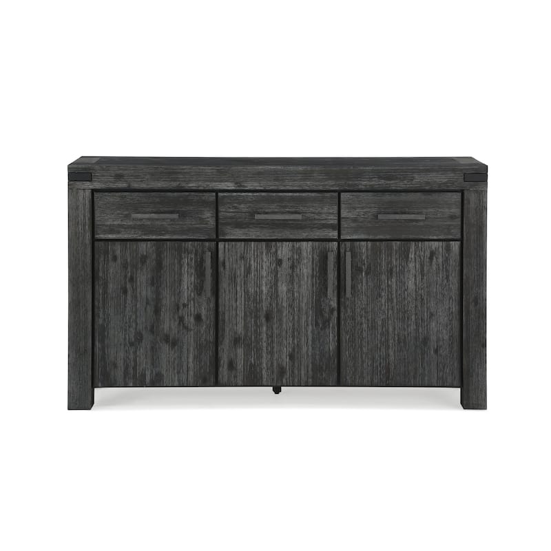 Meadow Solid Wood Three-Door Sideboard in Graphite - 37Hx63Wx17D