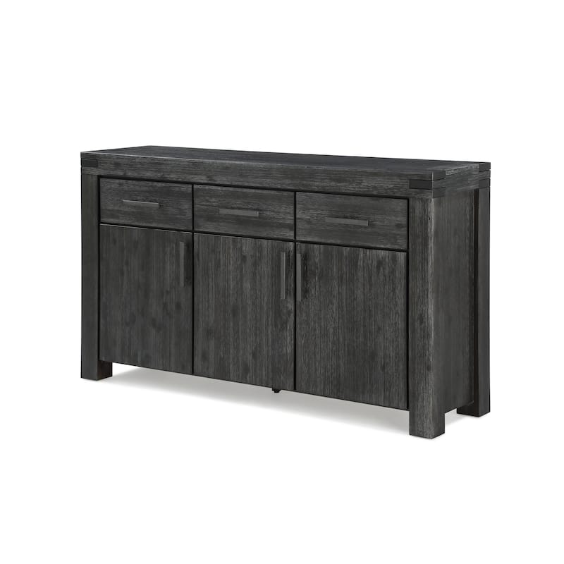 Meadow Solid Wood Three-Door Sideboard in Graphite - 37Hx63Wx17D