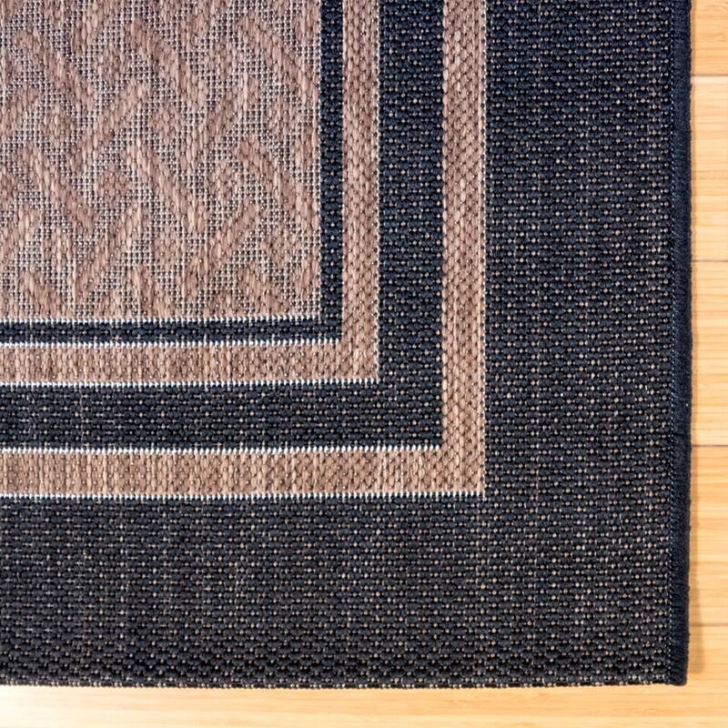 Paseo Soroa Havana Black Bordered Flatweave Indoor/ Outdoor Area Rug