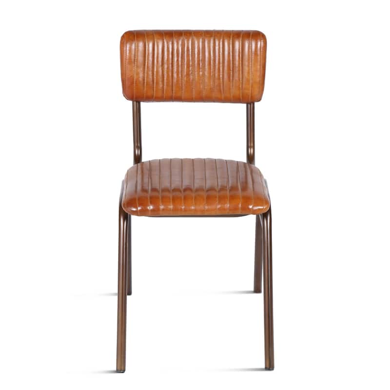 Hudson Stitched Leather Side Chairs, Set of 2