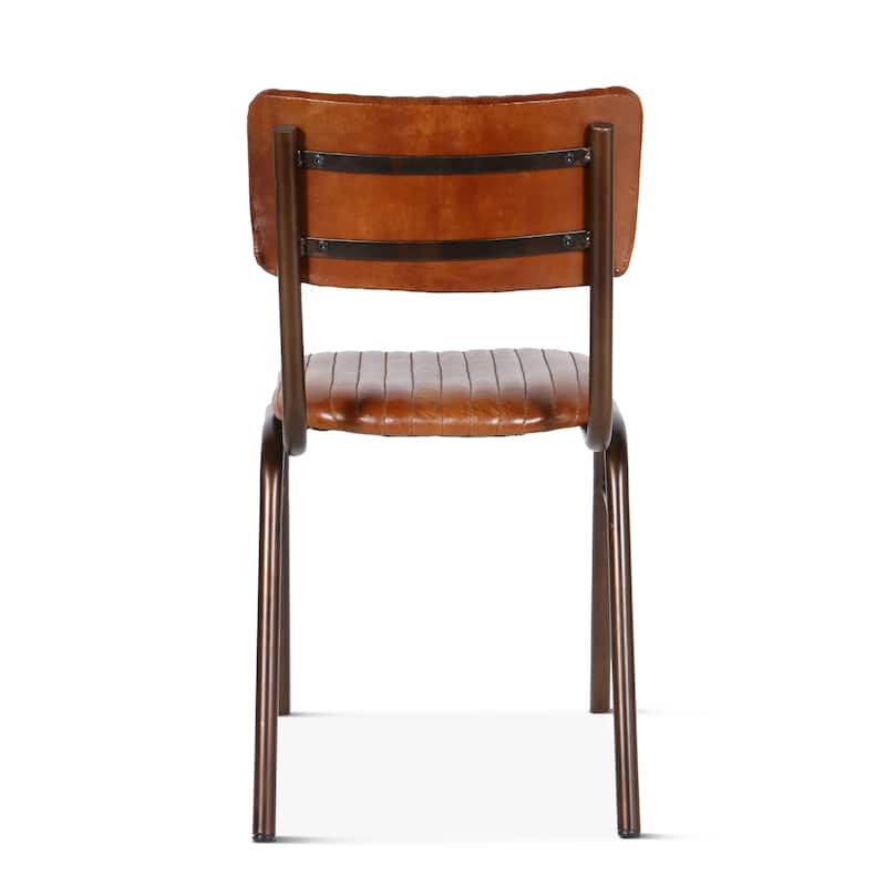 Hudson Stitched Leather Side Chairs, Set of 2