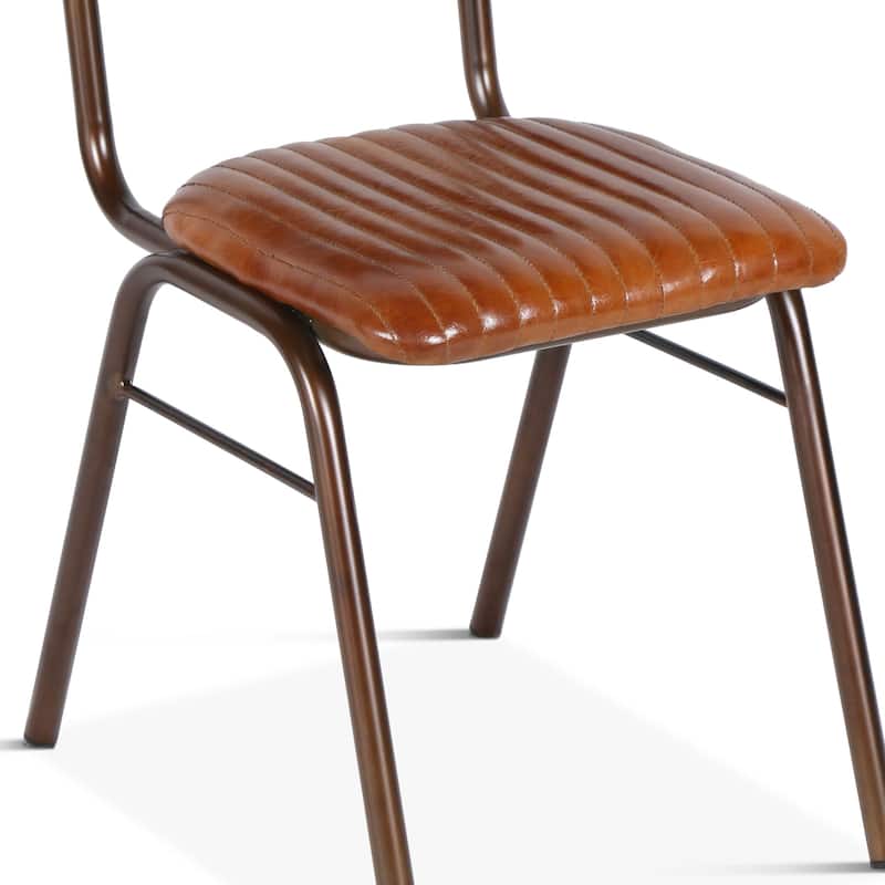 Hudson Stitched Leather Side Chairs, Set of 2