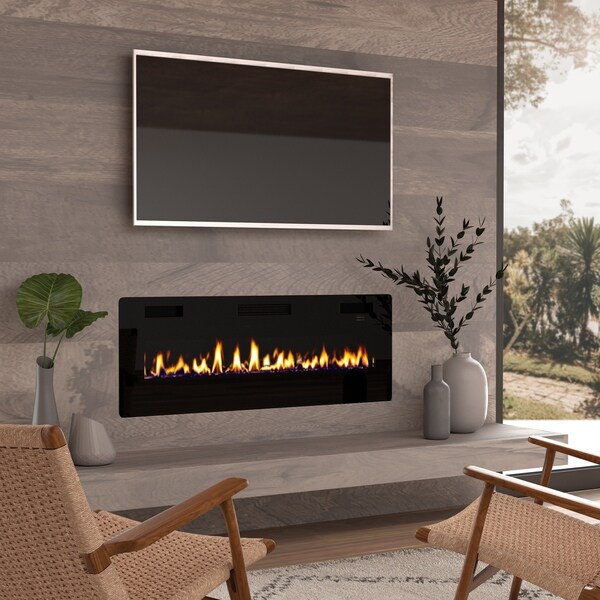 Shop 50" Ultra Thin Electric Fireplace Insert, Wall ...