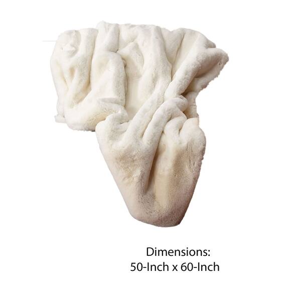 60 X 50 Inch Polyester Throw with Fur Like Texture, White - Bed Bath ...