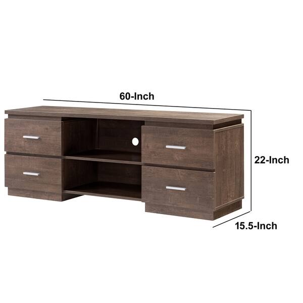 Transitional Wooden TV Stand with 2 Open Shelves and 4 Drawers, Brown ...