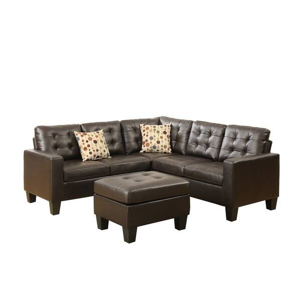 4 Piece Modular Sectional Leather Sofa, Espresso - Bed Bath & Beyond ...