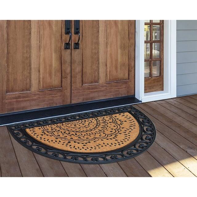 Half Round Doormat, Rubber and Coir, 30 x 48 Inch, Standard Double/Single Heavy Doormat, Large