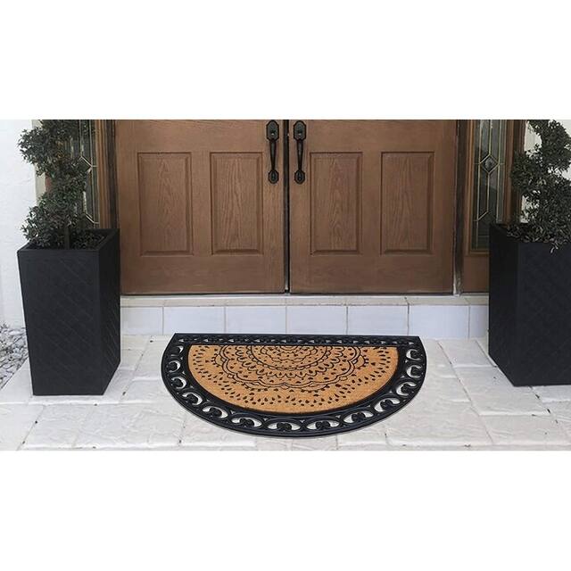 Half Round Doormat, Rubber and Coir, 30 x 48 Inch, Standard Double/Single Heavy Doormat, Large
