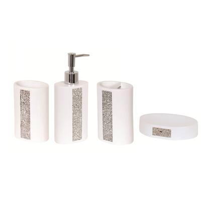 4-Piece Countertop Accessories Set MSV-France Lundra White Polyresin