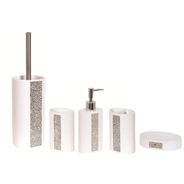 5-Piece Bathroom Accessories Set MSV-France Lundra White Polyresin