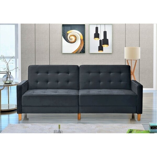 Shop Stetson Velvet 80" Square Arms Sofa Bed Overstock 31138565