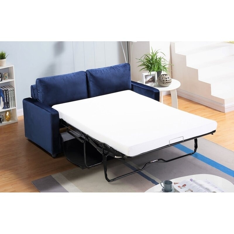 Knightsville Velvet 70 Square Arms Sofa Bed Overstock 31138590