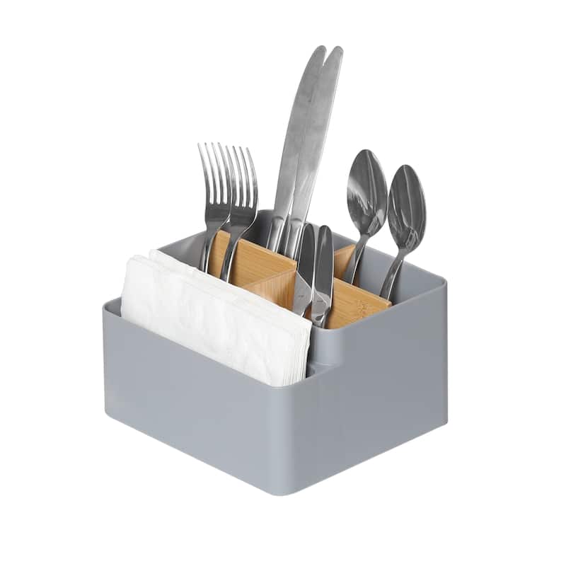 Seville Classics 2-Piece Bamboo Set Desk Organizer, Gray