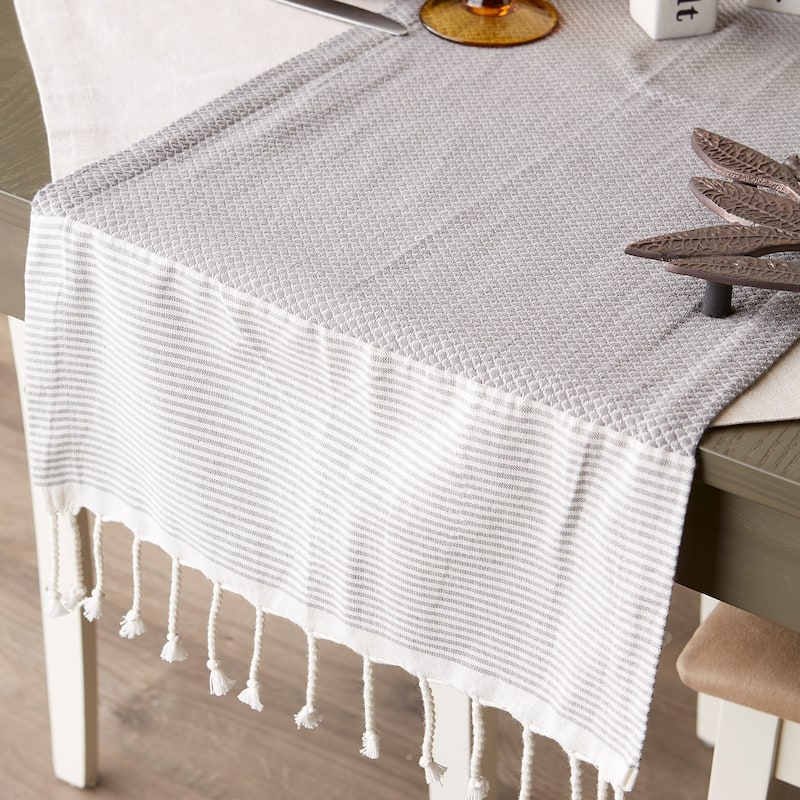 DII Bordered Dobby Woven Table Runner, 1 Piece