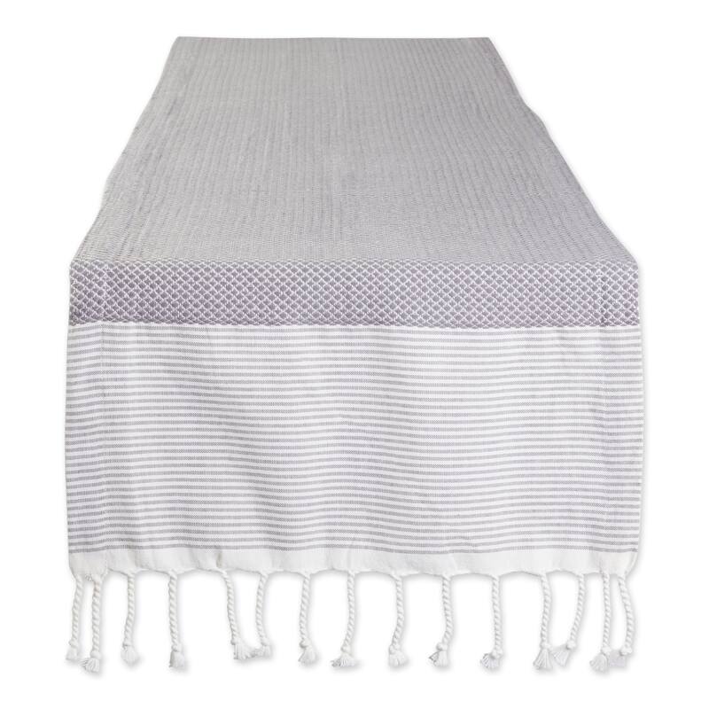 DII Bordered Dobby Woven Table Runner, 1 Piece - 15x72" - Grey