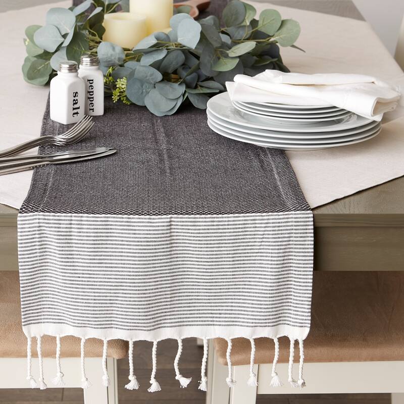 DII Bordered Dobby Woven Table Runner, 1 Piece