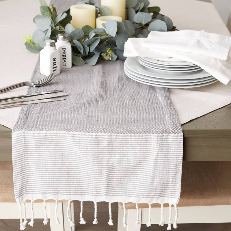 DII Bordered Dobby Woven Table Runner, 1 Piece