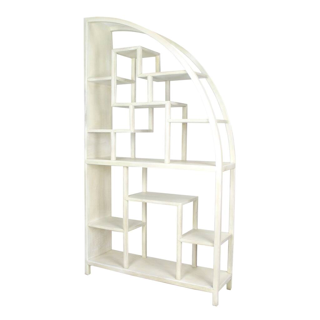 Half Arch Shape Display Unit with Multiple Shelves and Straight Legs, White