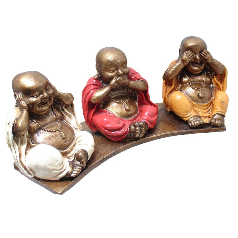 Three Wise Buddhas on Base - 12"