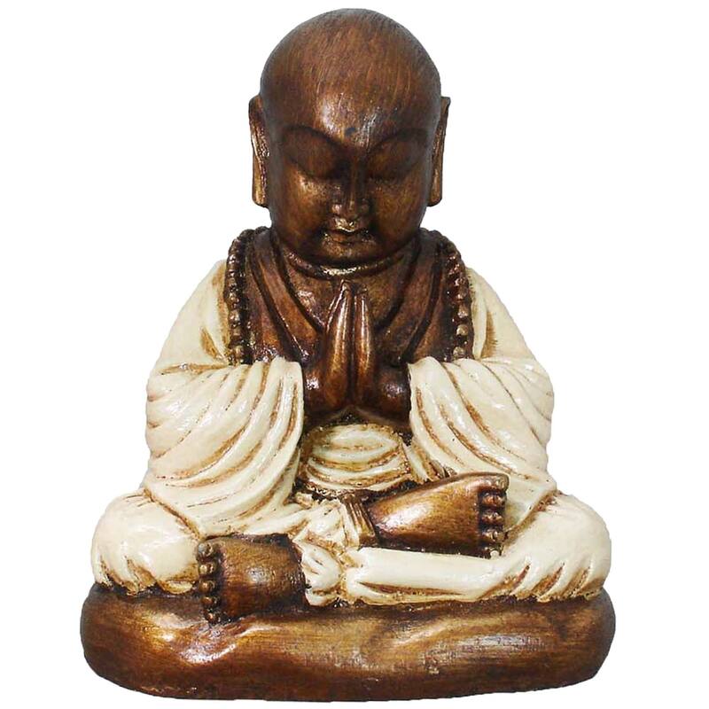 Praying Monk Figurine - 4" - Cream