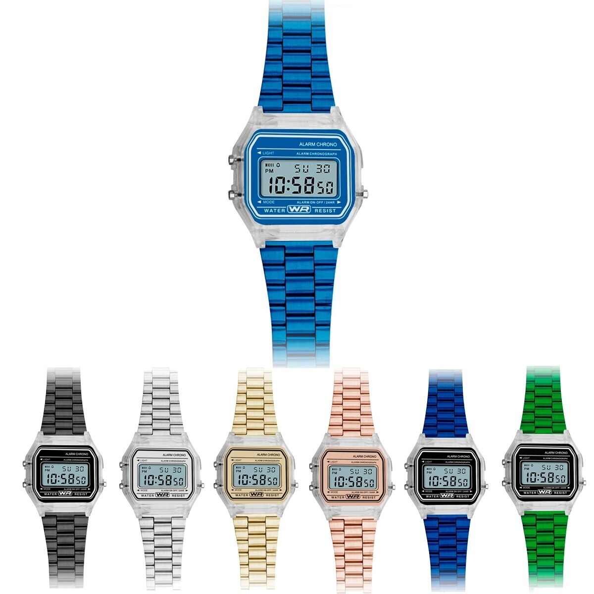 digital watch metal band