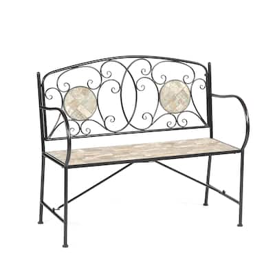 Islington Sand Mosaic Tile Two Seater Bench - 22.8x5.1x40.9