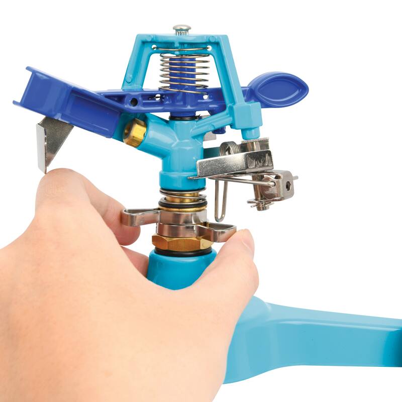 Aqua Joe Customizable Coverage Wheeled Base Indestructible Zinc Impulse 360 Degree Sprinkler - 40