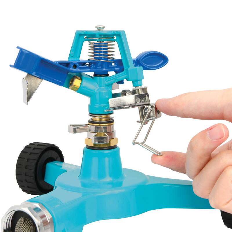 Aqua Joe Customizable Coverage Wheeled Base Indestructible Zinc Impulse 360 Degree Sprinkler - 40
