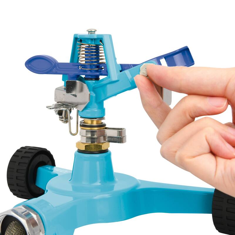 Aqua Joe Customizable Coverage Wheeled Base Indestructible Zinc Impulse 360 Degree Sprinkler - 40