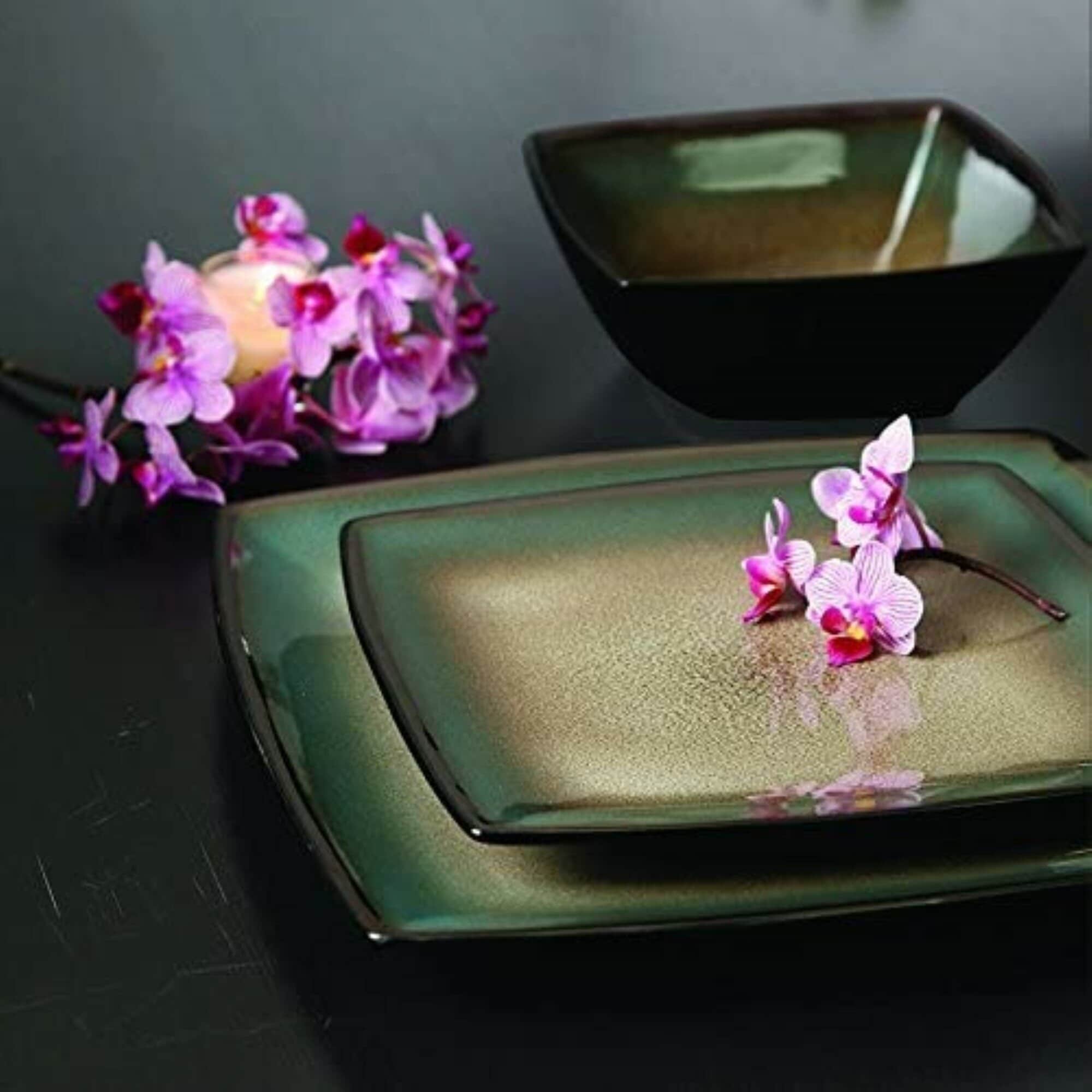 Gibson Elite Tequesta 16-Piece Dinnerware Set Taupe Bed Bath