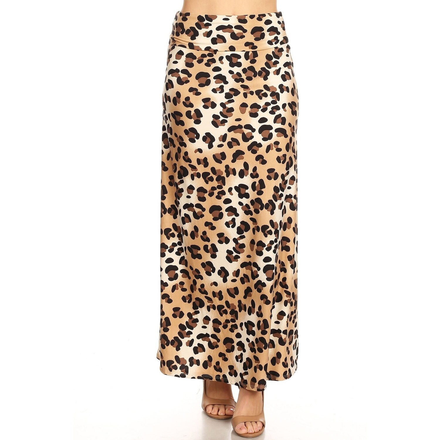 three dots leopard midi skirt