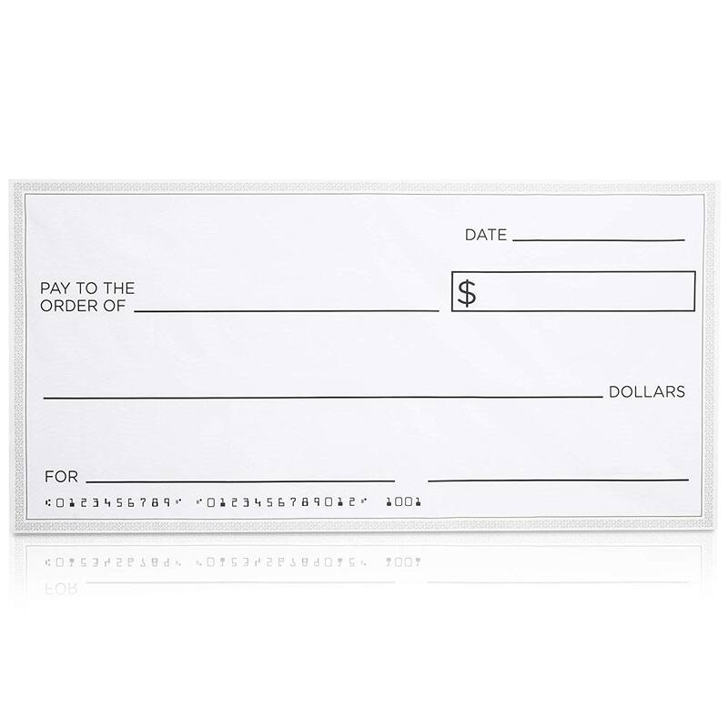 Blue Panda Fabric Giant Fake Check with Marker for Larger Oversized Presentation, 60x30 In