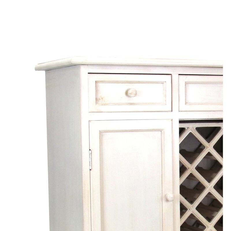 Transitional Wooden Sideboard with Built In Wine Rack, White