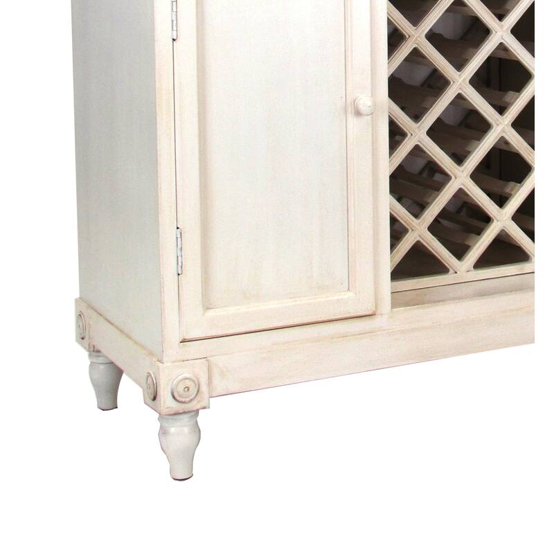 Transitional Wooden Sideboard with Built In Wine Rack, White