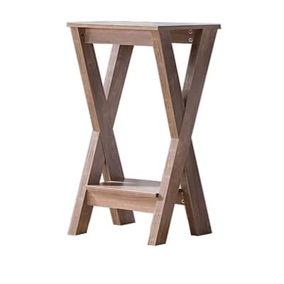 Wooden Plant Stand with Crossed Leg and Open Shelf, Small, Brown