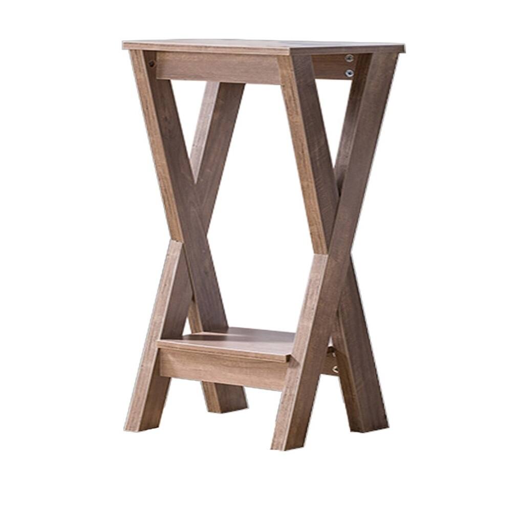 Wooden Plant Stand with Crossed Leg and Open Shelf, Small, Brown