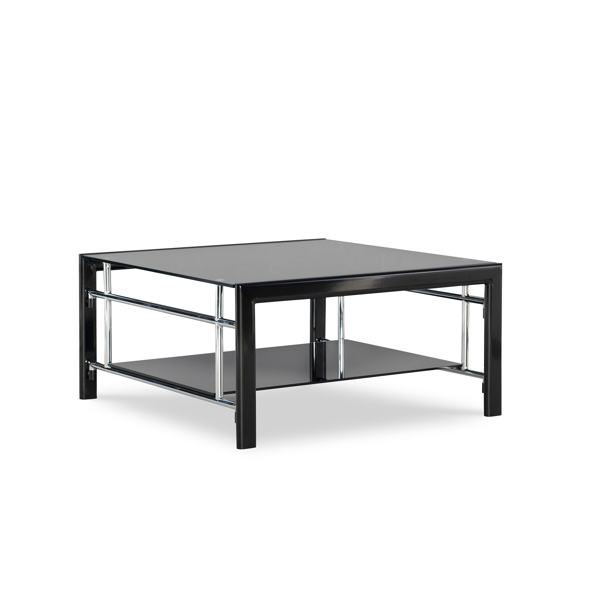 Shop Glass Top Cocktail Table With Foldable Side Frames Black And Silver On Sale Overstock 31144469