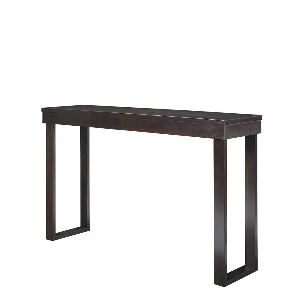 Wooden Dining Console Table with Power Sockets and USB Ports, Dark Brown