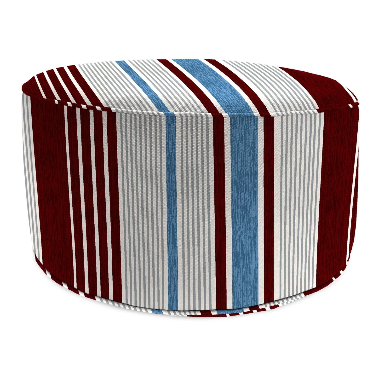 24x24x13.5 Multi Color Tropical Beach Polyester Uv Resistant Zippered Closure 24 Round Pouf with in Getaway