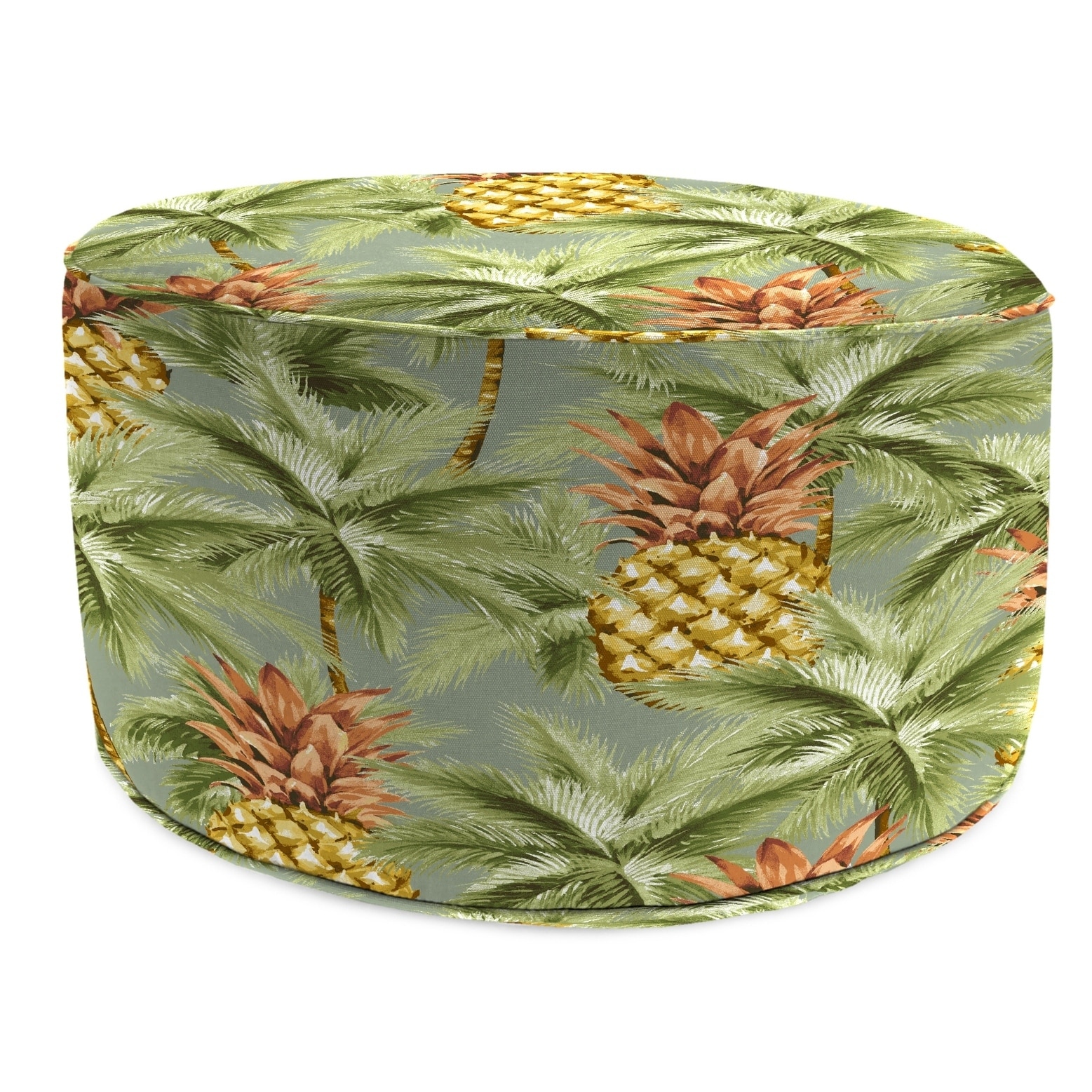 24x24x13.5 Multi Color Tropical Beach Polyester Uv Resistant Zippered Closure 24 Round Pouf with in Getaway