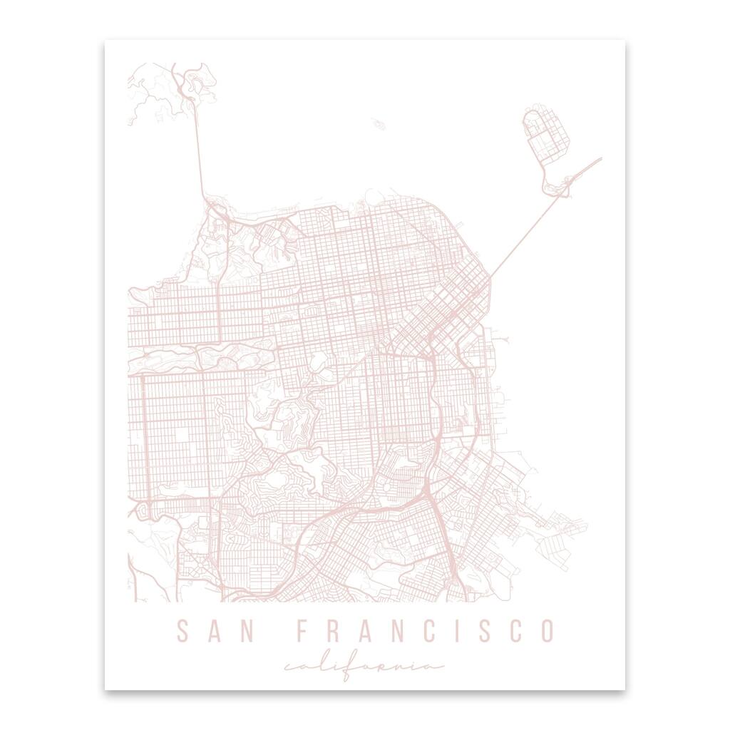 San Francisco California Maps Minimal Metal Wall Art Print