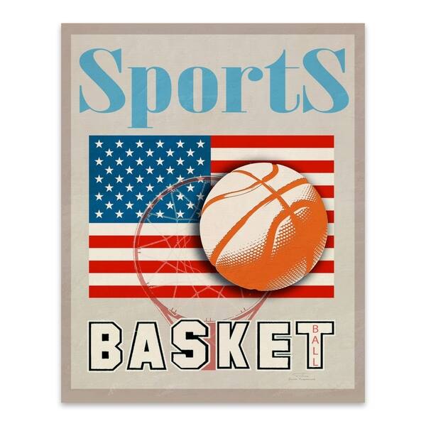 Shop American Flag Basketball Sports Vintage Metal Wall Art Print