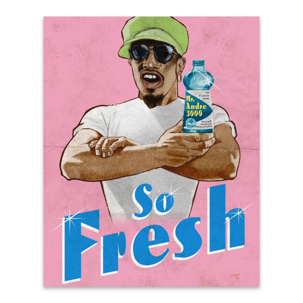 Andre 3000 Cartoon Illustration Metal Wall Art Print