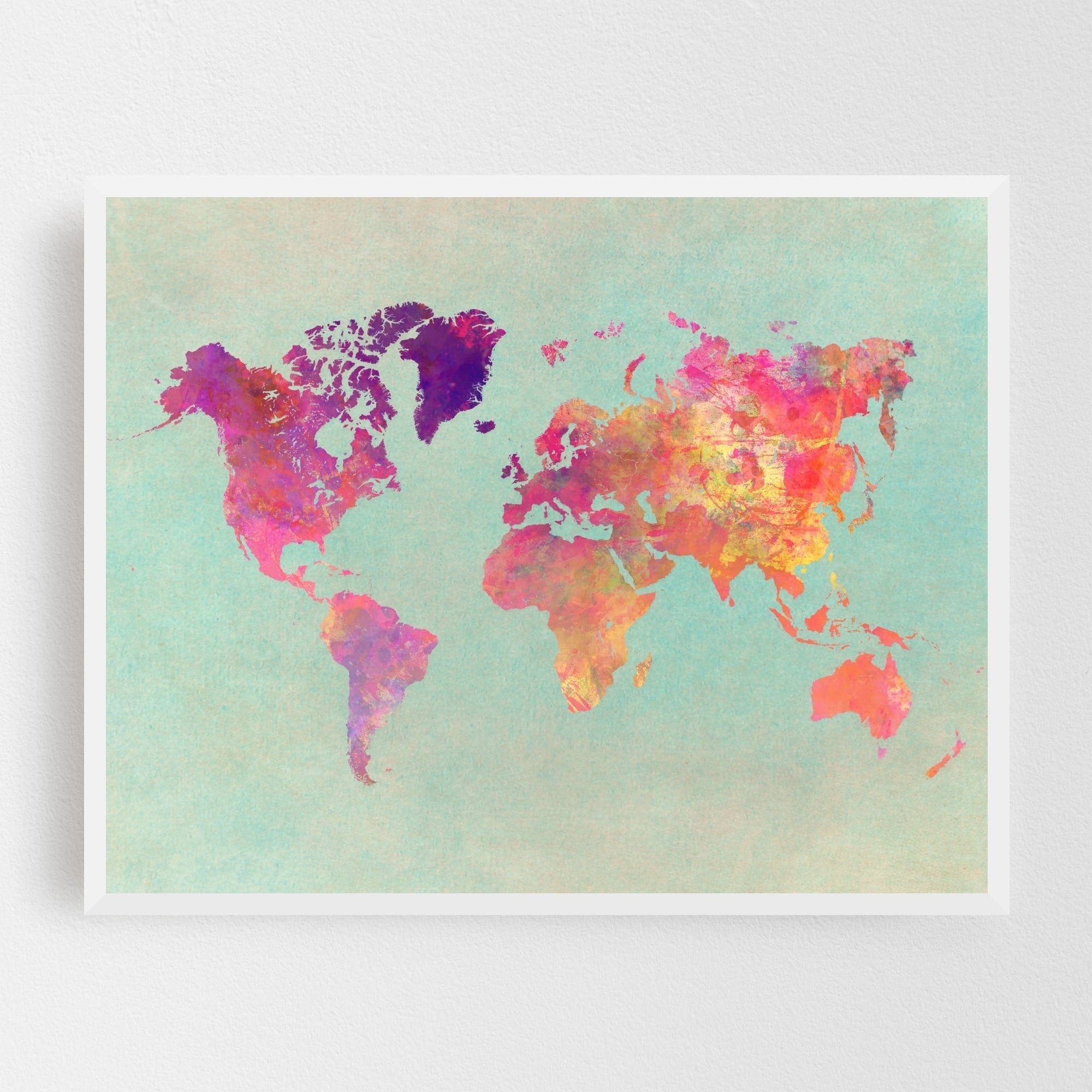 Shop Atlas Map Map Of The World Maps Pink Framed Wall Art Print Overstock 31146013