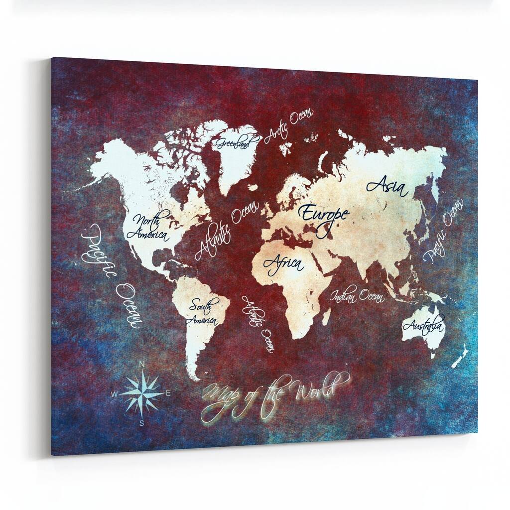 Atlas Map Map Of The World Maps Travel Canvas Wall Art Print