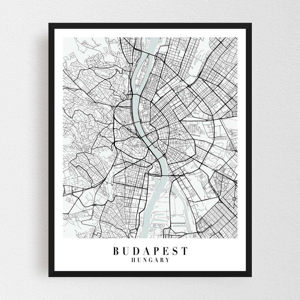 Budapest Hungary Maps Minimal Framed Wall Art Print